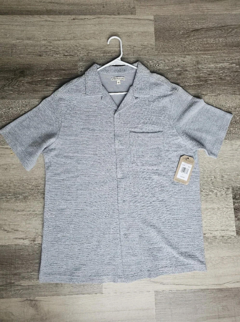 NWT Frye & Co. Men's Short Sleeve Camp Button Up Shirt - Grey